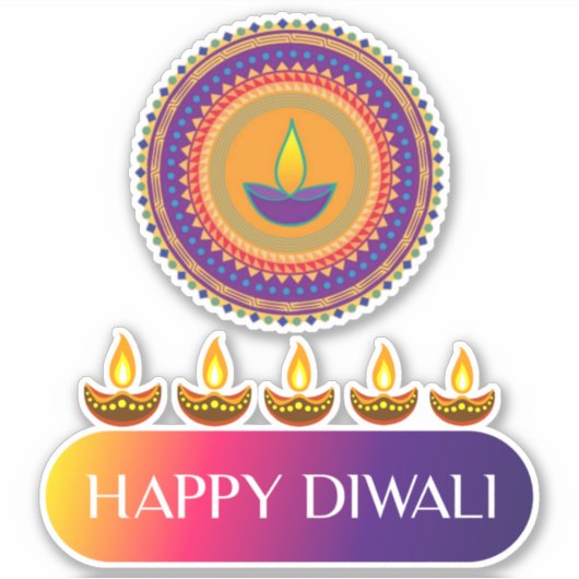 #7.Happy Diwali het lichtfestival van India Sticker (Voorkant)
