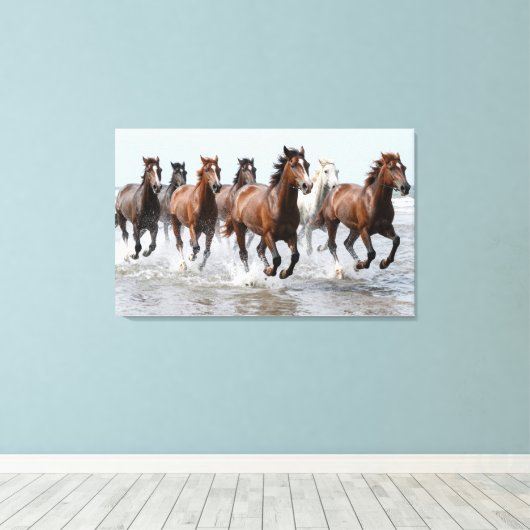 7 Hourses Premium Wrapped Canvas Afdruk (Insitu (Houten vloer))