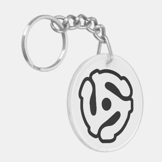 7-inch 45-pm vinyladapter invoegspin sleutelhanger (Voorkant Links)