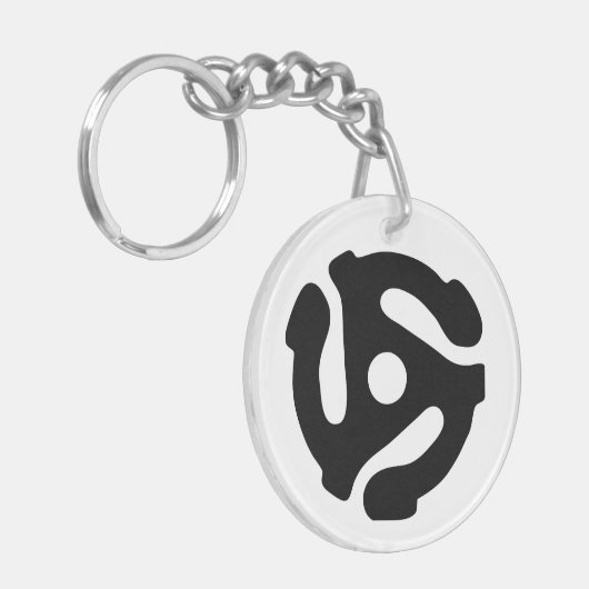 7-inch 45-pm vinyladapter invoegspin sleutelhanger (Voorkant Links)