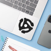 7-inch 45-pm vinyladapter invoegspin sticker (Laptop met iPhone)