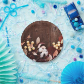 7-inch Bord katoentak rond papier op donkerhout (Feest)