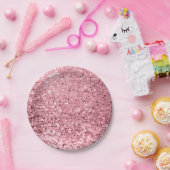 7-inch Bord Roos Gold Glitter met rond papier (Feest)