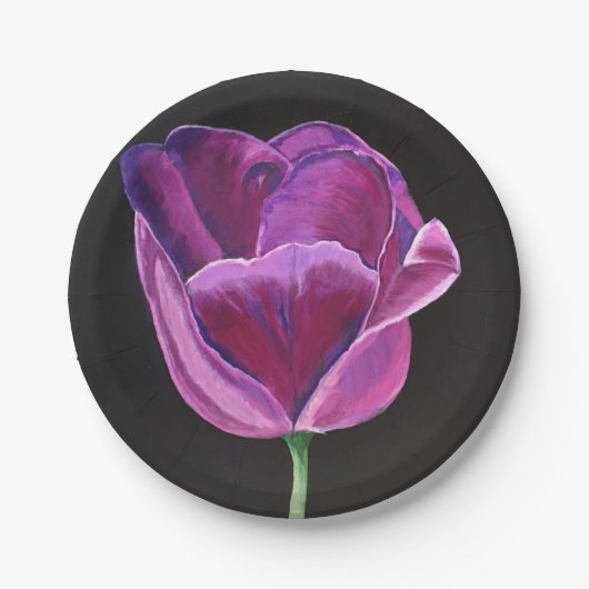 7-inch Bord voor middernacht met tulpen (Voorkant)