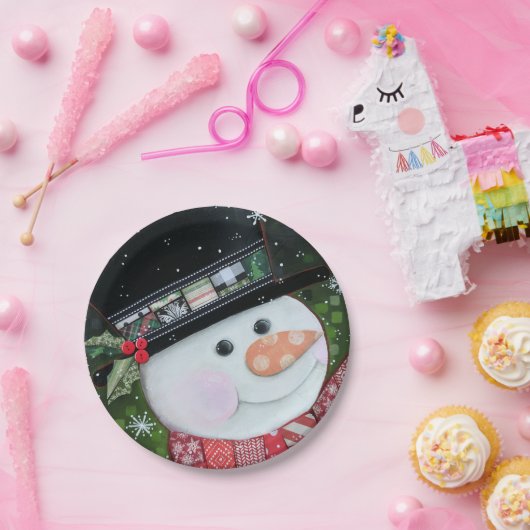 7-inch Bord voor patchwork-snowman-papier (Feest)