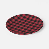 7-inch Borden met rood en zwart gebundeld papier Papieren Bordje (Gekanteld)