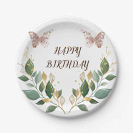 7-inch Floral Happy Birthday Paper Bord. Papieren Bordje