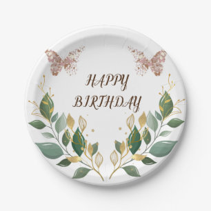 7-inch Floral Happy Birthday Paper Bord. Papieren Bordje