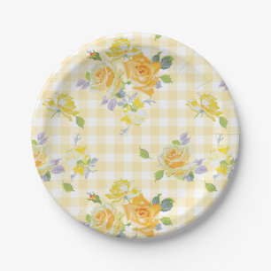 7-inch papieren Bord in Anja buttercup Gingham