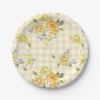 7-inch papieren Bord in Anja buttercup Gingham