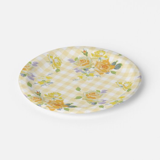 7-inch papieren Bord in Anja buttercup Gingham (Gekanteld)