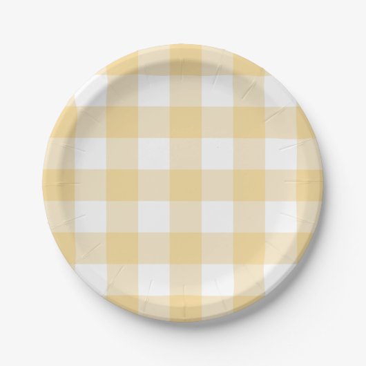 7-inch papieren Bord in boterbekergele gingham (Voorkant)