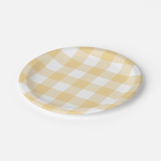 7-inch papieren Bord in boterbekergele gingham (Gekanteld)