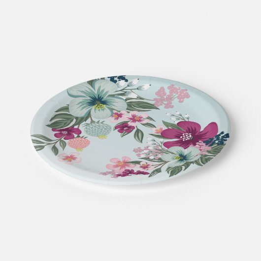 7-inch rondepapier Bord tropische ventilator blauw (Gekanteld)