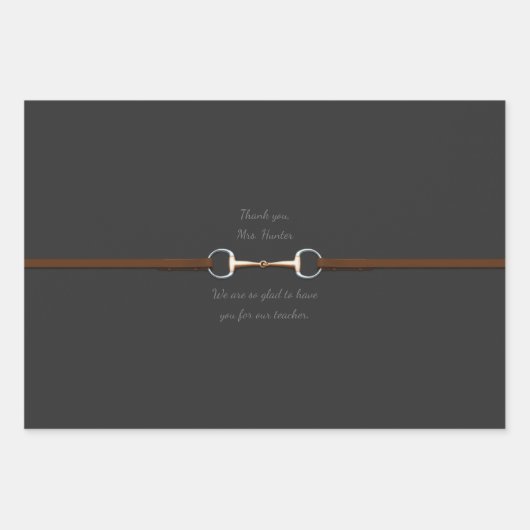 7-inch slanke bit & reins aangepaste tekst Equestr Inpakpapier Vel (Voorkant 3)