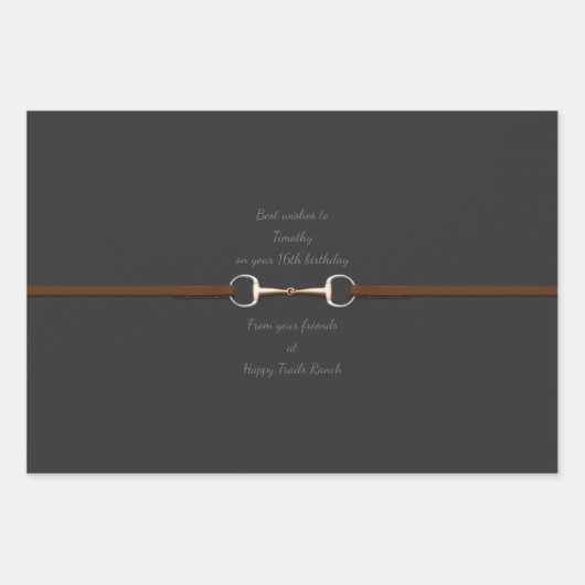 7-inch slanke bit & reins aangepaste tekst Equestr Inpakpapier Vel (Voorkant)