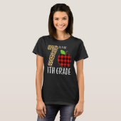 7 Is For 7th Grade Teacher Leopard Buffalo Plaid S T-shirt (Voorkant volledig)