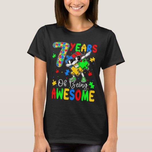 7 jaar au-some 7 jaar oud autisme waren t-shirt (Voorkant)