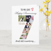 7 jaar bruiloft Jubileum fotokaart Kaart (Gele Bloem)