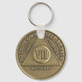 7 Jaar CUSTOME NAAM Nuchter Medaillon Sleutelhanger (Voorkant)