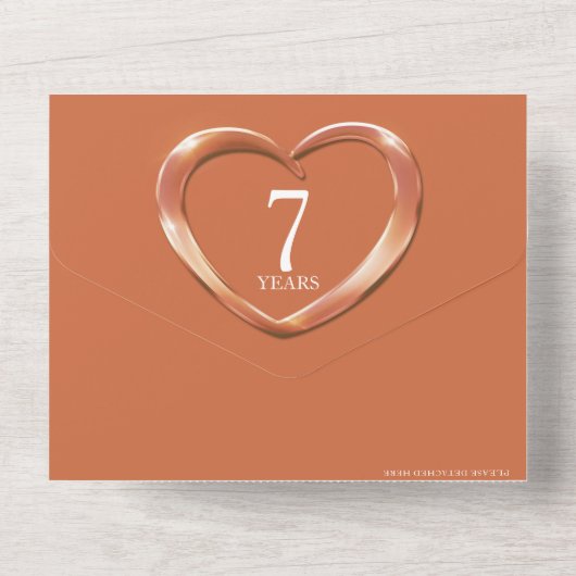 7 jaar durffeest van het kopertrouwfeest all in one uitnodiging (Achterkant)