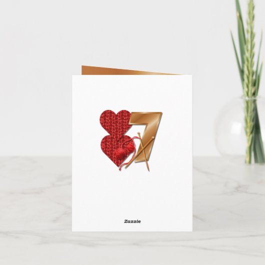 7 jaar gepersonaliseerd koper en wol Jubileum Kaart (Achterkant)