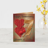 7 jaar gepersonaliseerd koper en wol Jubileum Kaart (Gele Bloem)