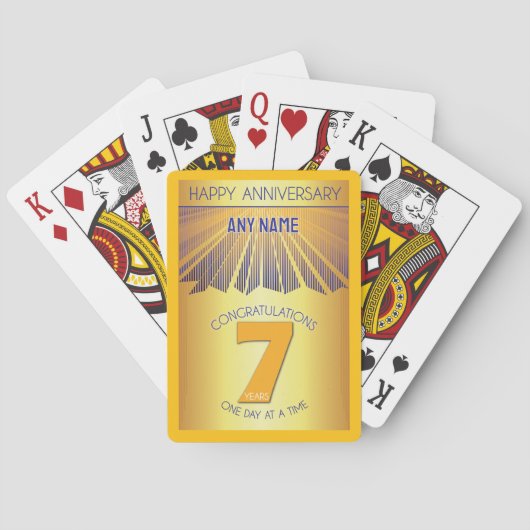 7 Jaar | Golden Ray 12 Stappen Aangepaste NAAM Pokerkaarten (Achterkant)