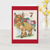  7 jaar Happy Birthday Burro Kaart (Gele Bloem)