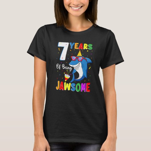7 jaar Jawsome Shark 7 jaar T-shirt (Voorkant)