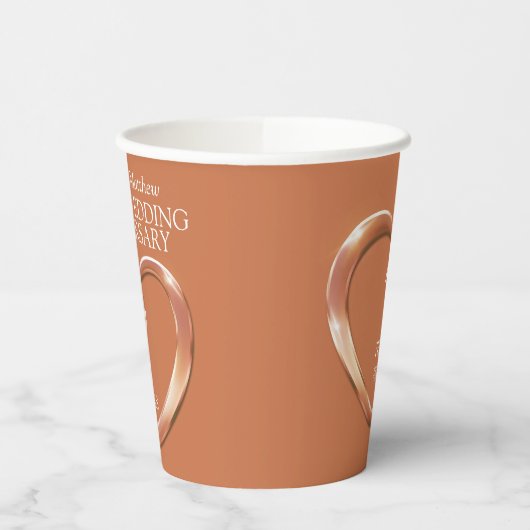 7 jaar Koperbruiloft hart Papieren Bekers (Links)