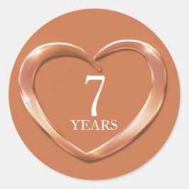 7 jaar koperen jubileum hart stickers