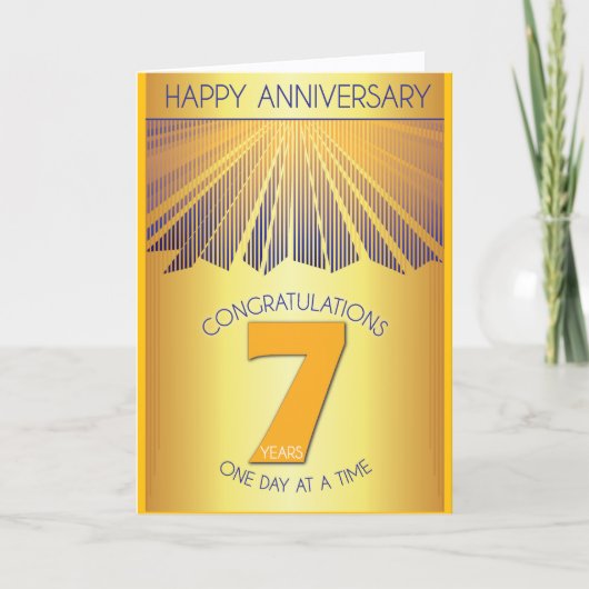 7 Jaar Nuchter Jubileum | Gouden Straal 12 Stappen Kaart (Voorkant)