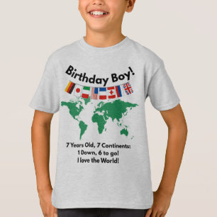 7 jaar oud, 7 continenten kids shirt