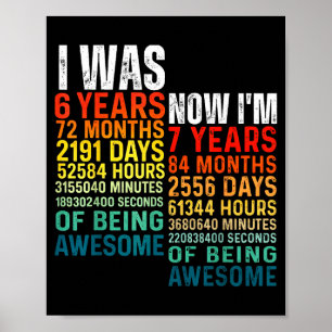 7 jaar oud 7e verjaardag ik ben 6 nu ben ik 7 vint poster