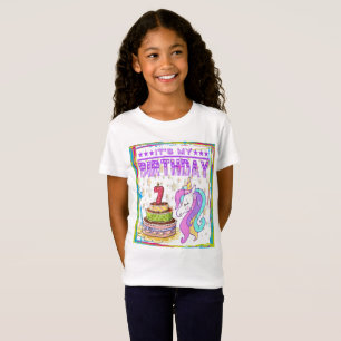 7 jaar oud 7e verjaardag Unicorn Dabbing Girl T-shirt