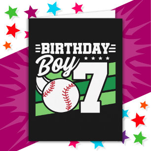 7 Jaar Oud Baseball Party Thema 7e Verjaardag Jong Kaart
