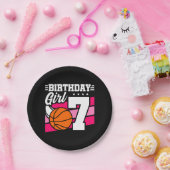 7 Jaar Oud Basketbal Party 7e Verjaardag Meisje Papieren Bordje (Feest)