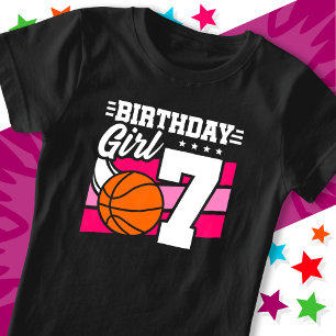 7 Jaar Oud Basketbal Party 7e Verjaardag Meisje T-shirt