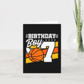 7 Jaar Oud Basketbal Party Thema 7e Verjaardag Jon Kaart (Voorkant)