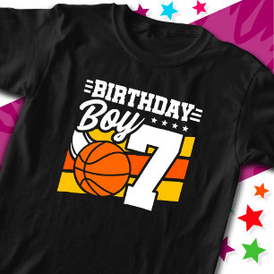 7 Jaar Oud Basketbal Party Thema 7e Verjaardag Jon T-shirt