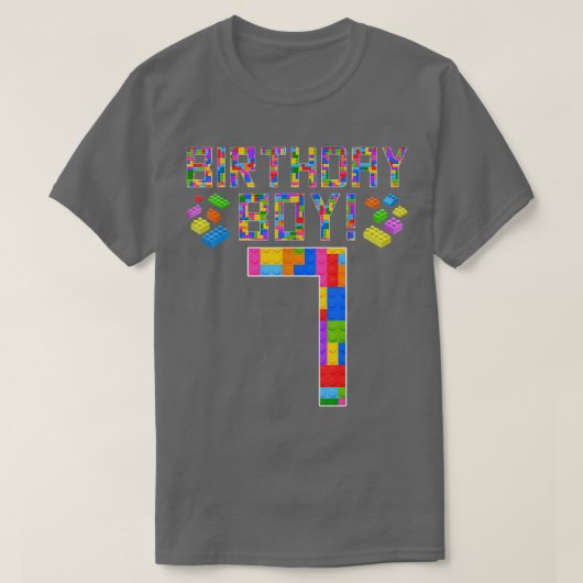 7 jaar oud blokgebouw t-shirt (Design voorkant)