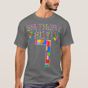 7 jaar oud blokgebouw t-shirt