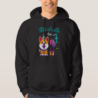 7 Jaar Oud Corgi Hond 7e Verjaardag Let's Party Ou Hoodie