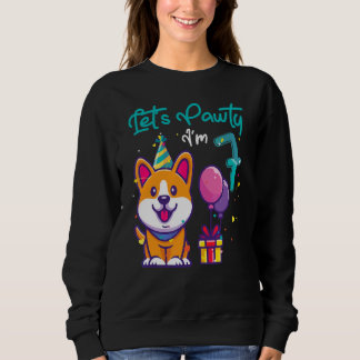 7 Jaar Oud Corgi Hond 7e Verjaardag Let's Party Ou Trui