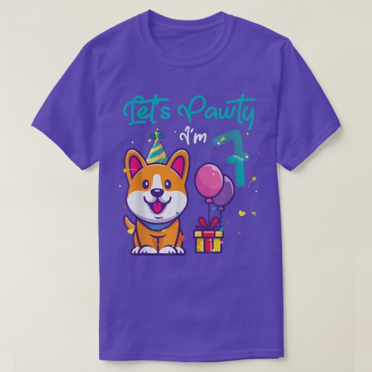 7 jaar oud Corgi Hondenliefhebber 7th Birthday Lat T-shirt (Design voorkant)