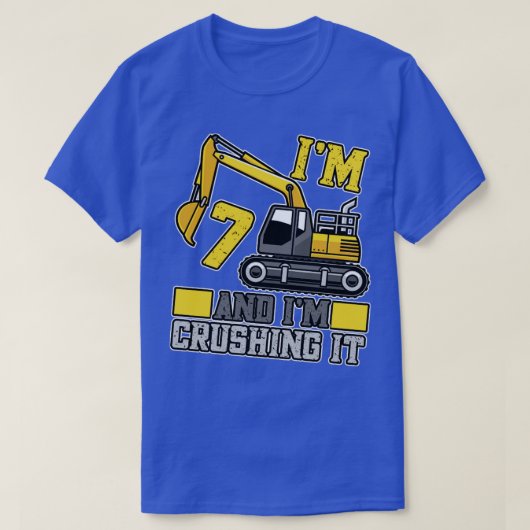 7 jaar oud Crushing it Construction Truck 7th Birt T-shirt (Design voorkant)