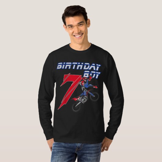 7 Jaar Oud Dirt Bike Verjaardag Motorcross 7e Gift T-shirt (Voorkant volledig)