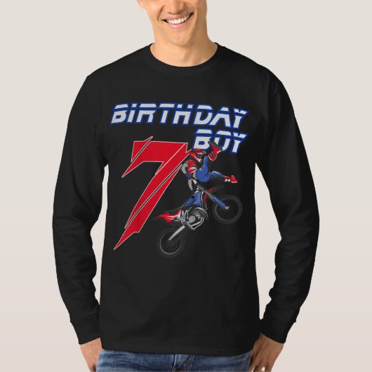 7 Jaar Oud Dirt Bike Verjaardag Motorcross 7e Gift T-shirt (Voorkant)