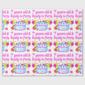 7 JAAR OUD EN KLAAR OM TE FEESTEN VERJAARDAG MEISJ CADEAUPAPIER (Vlak)